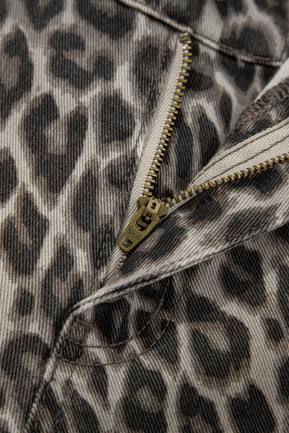 Leopard Denim Straight Leg Jeans