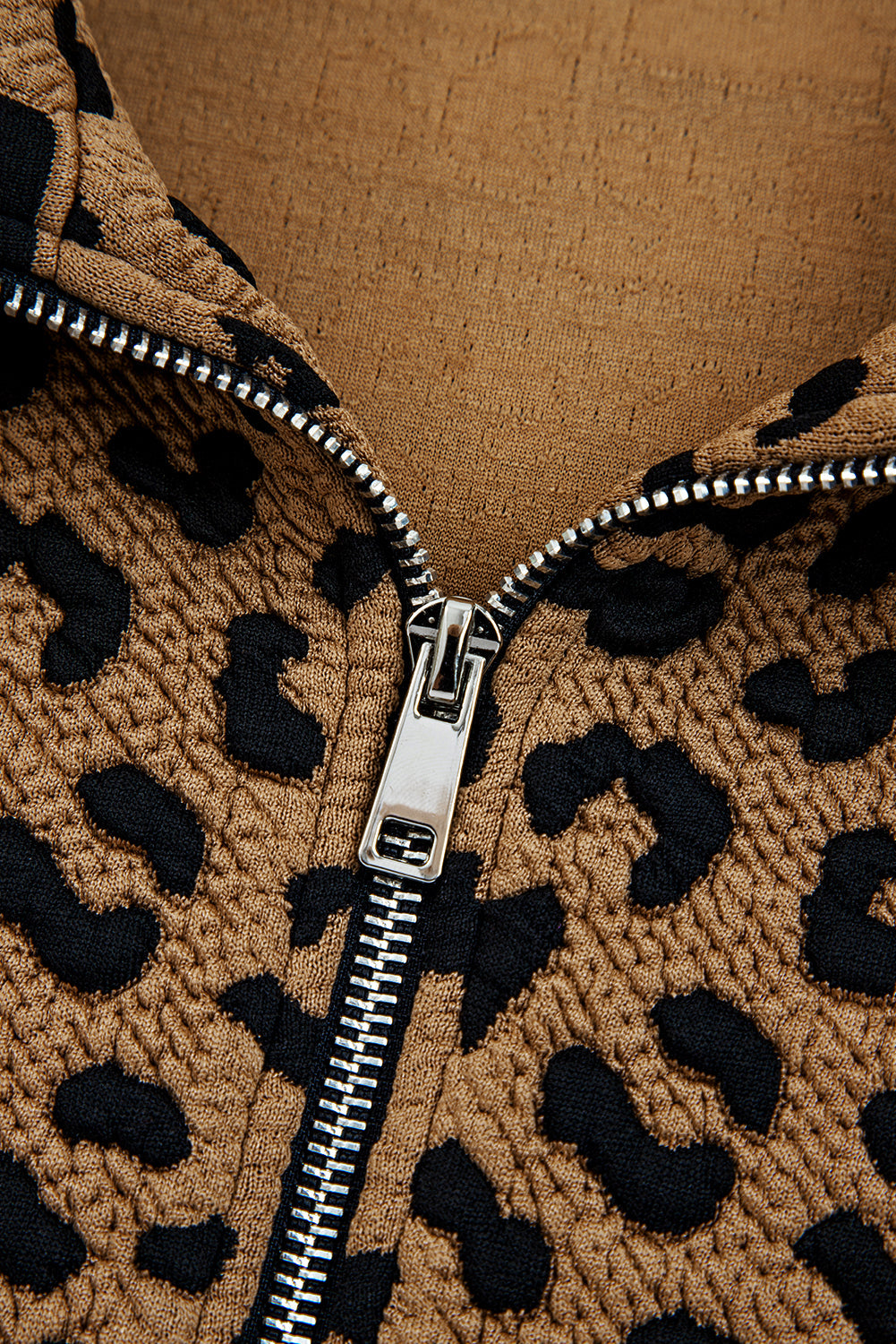 Leopard Quarter-Zip Drop Shoulder Sweatshirt