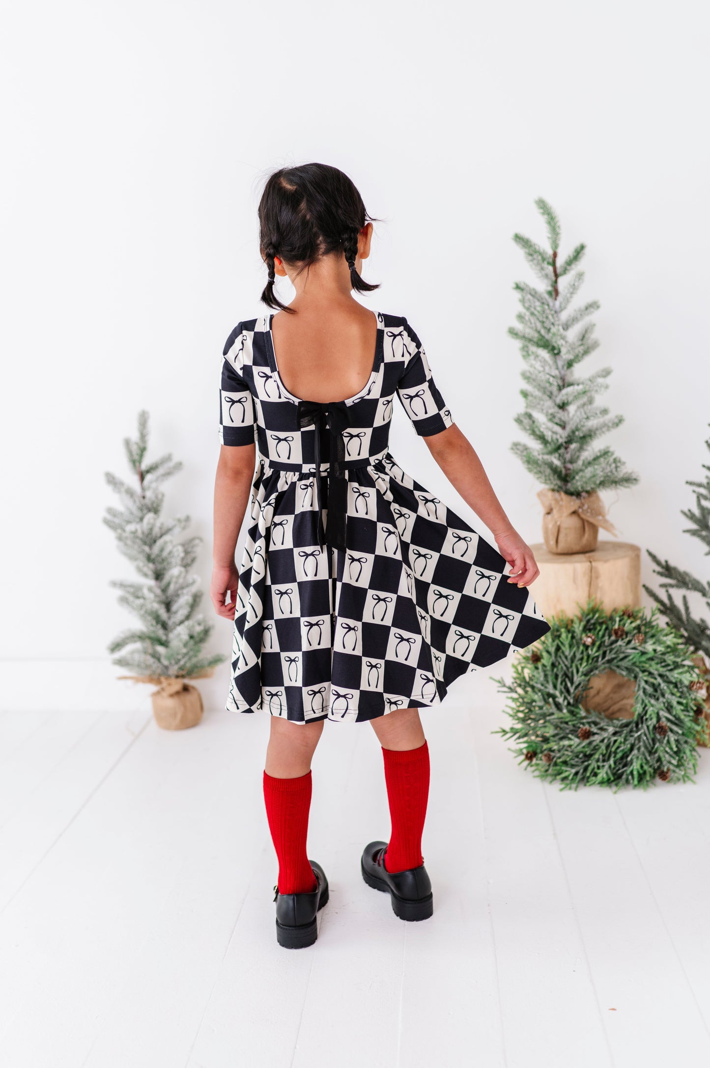 Checkered Bow | Scoop Back Dress
