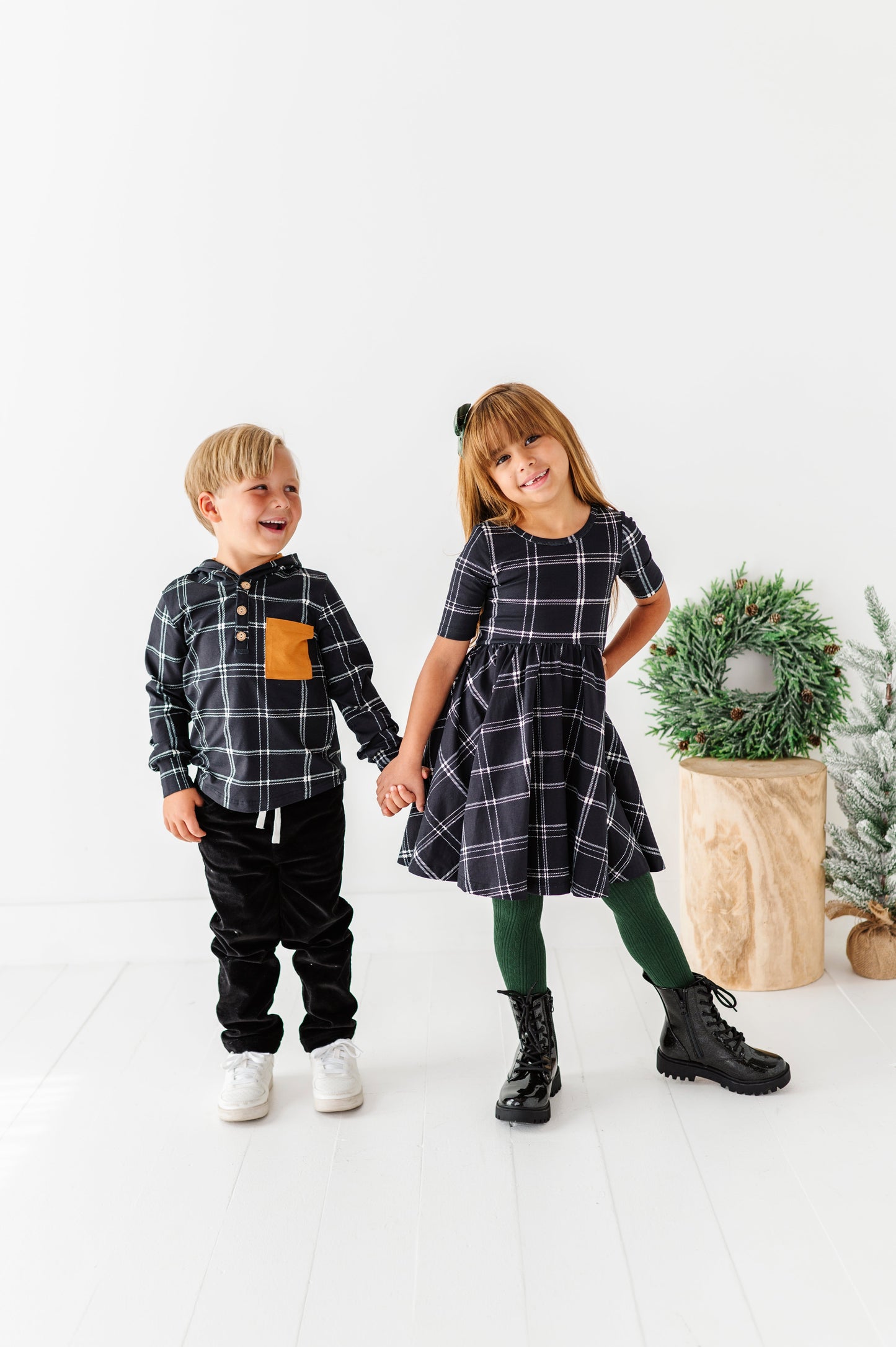 Black Plaid | Scoop Back Dress