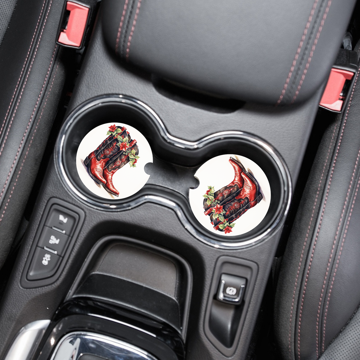 Festive Cowboy Boots Car Coaster