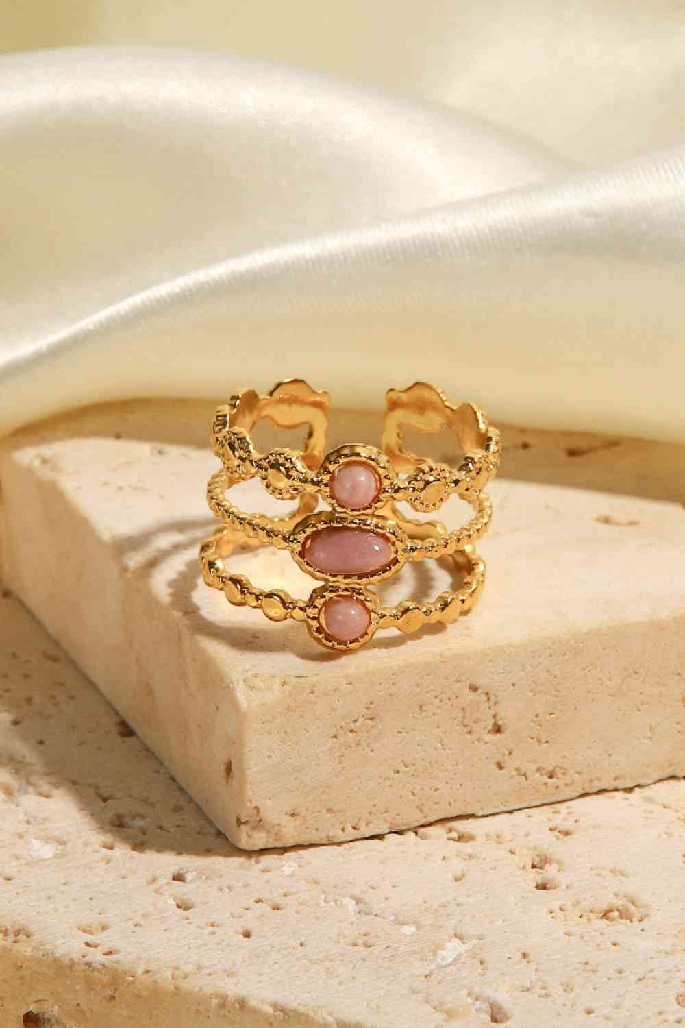 Triple-Layered Stainless Steel Open Ring - Aaria Tees