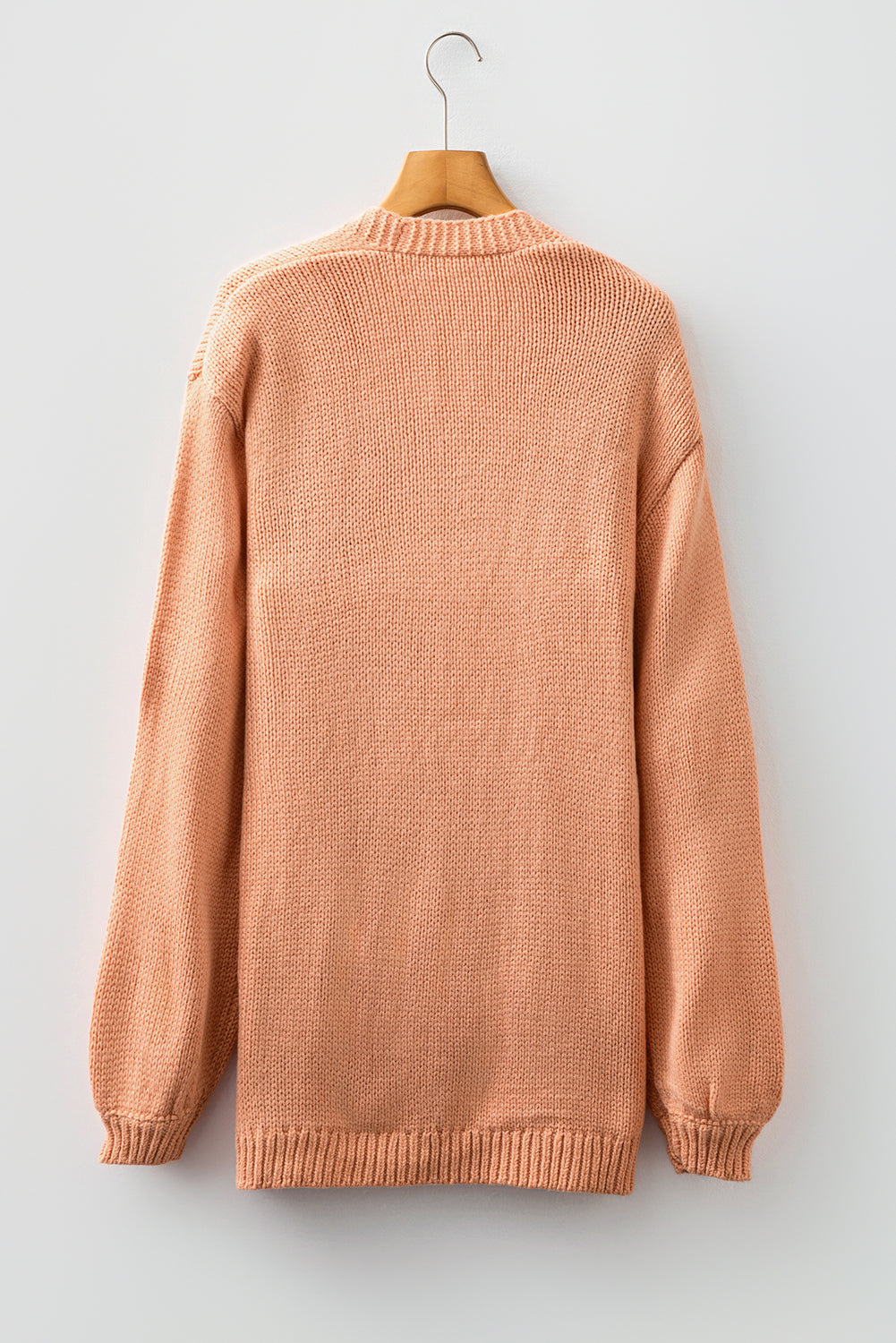 Straw Yellow Pumpkin Tree Print Open Front Drop Shoulder Midi Cardigan