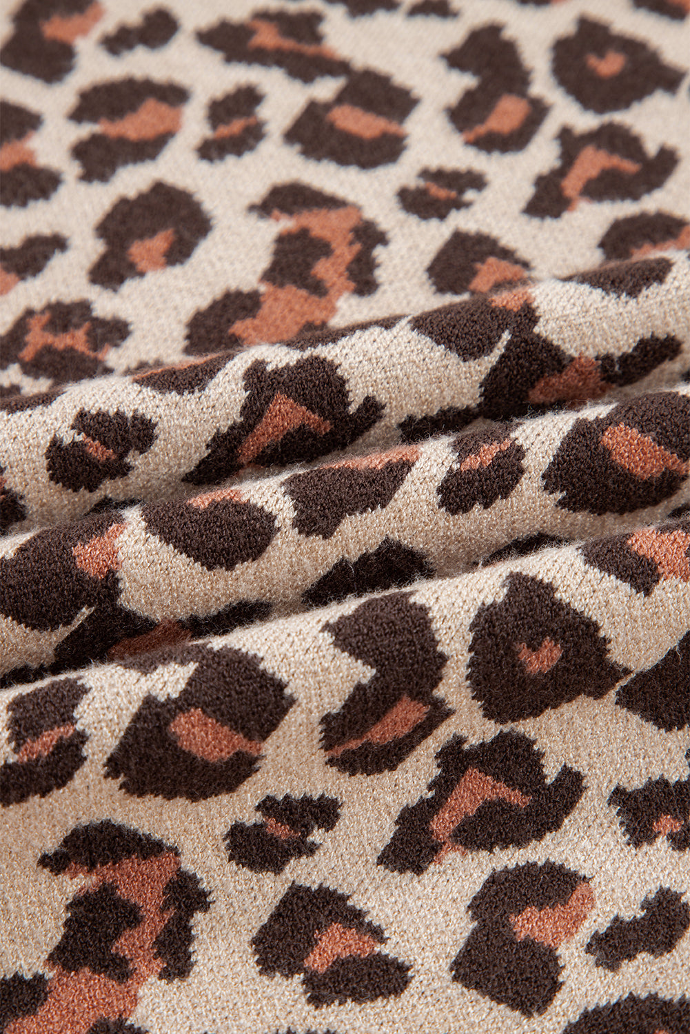 Leopard High Neck Long Sleeve Sweater Dress