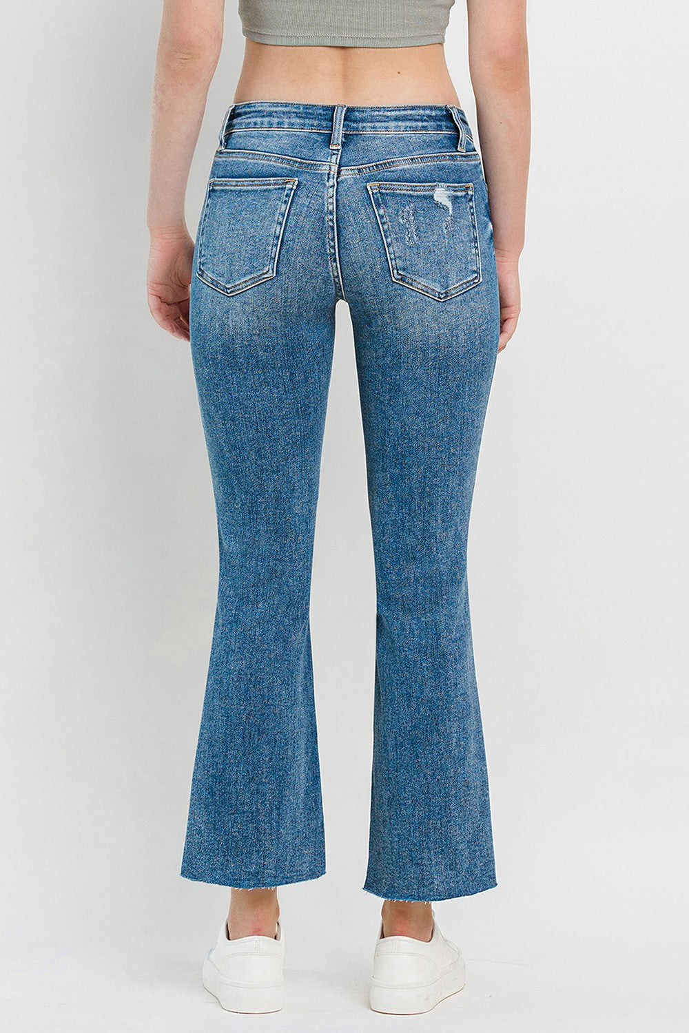 Vervet by Flying Monkey Full Size Mid Rise Distressed Cropped Flare Jeans - Aaria Tees Aaria Tees