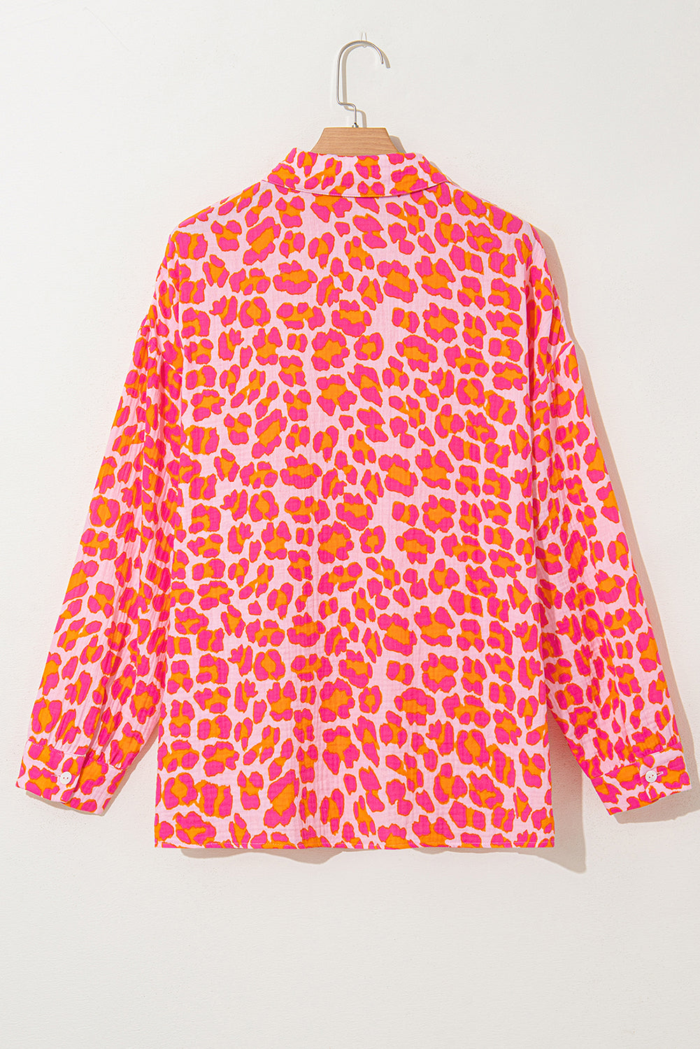 Rose Leopard Printed Button Up Loose Shirt - Aaria Tees