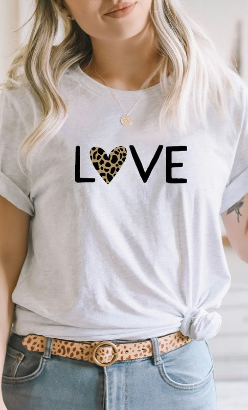 Love Leopard Print Heart PLUS SIZE Graphic Tee - Aaria Tees