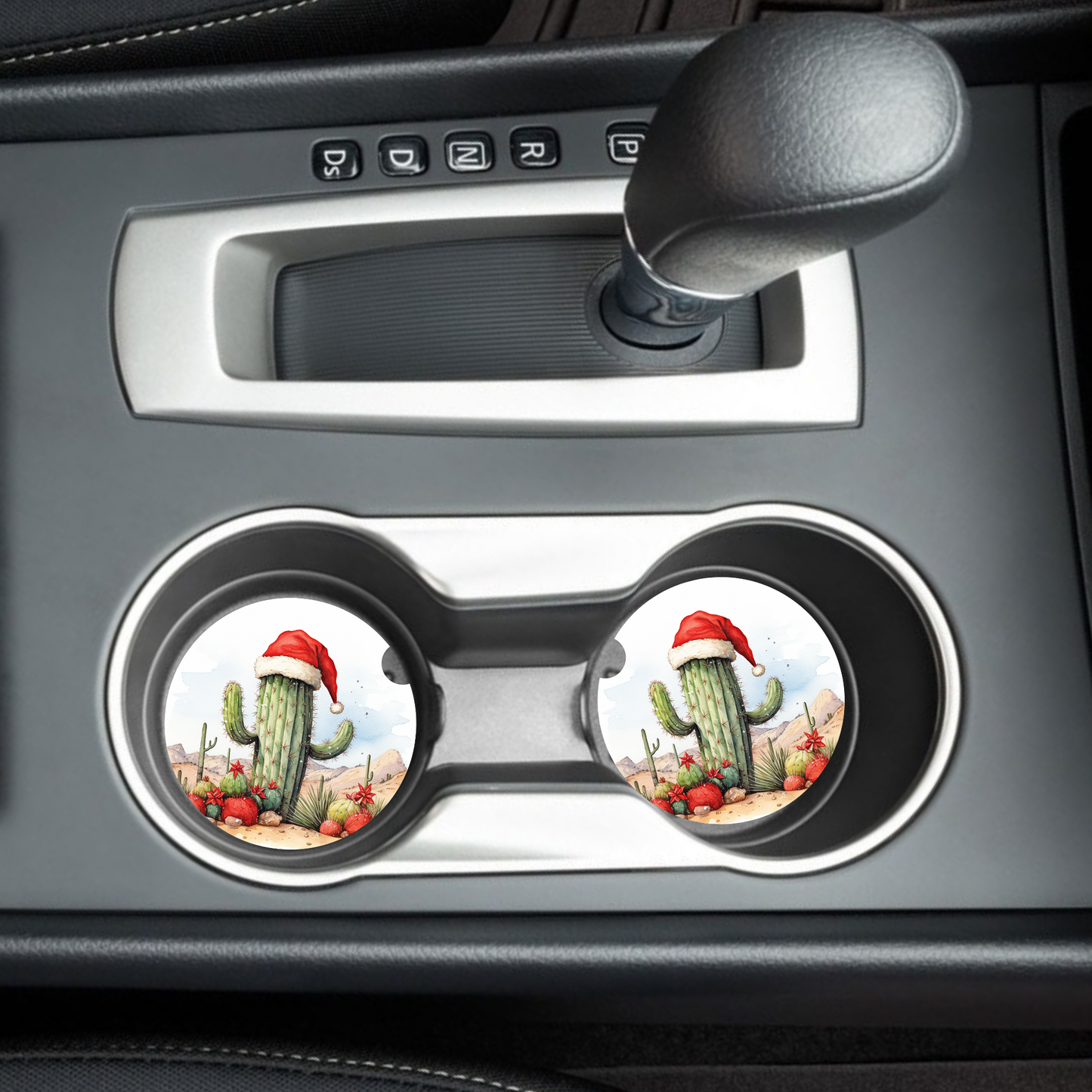 Southwest Christmas Cactus Car Coaster