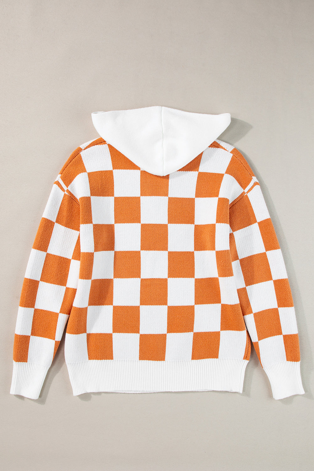 Lila Checkered Kangaroo Pocket Hooded Sweater