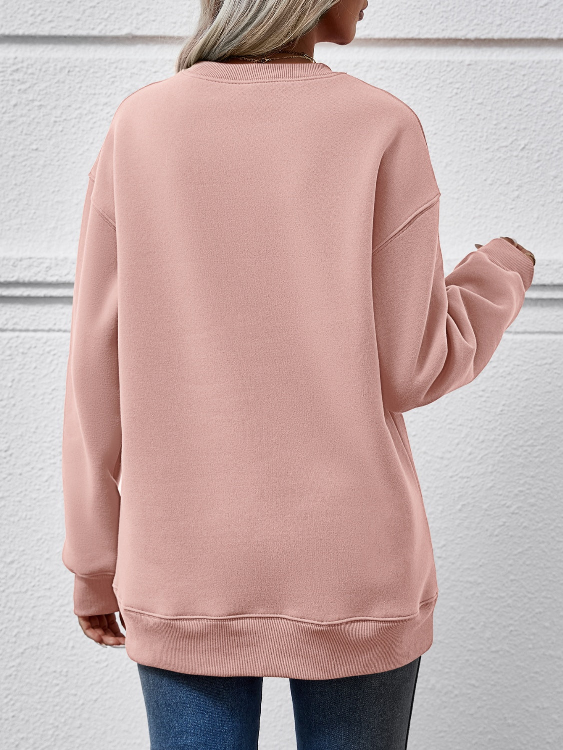 Round Neck Graphic Long Sleeve Sweatshirt - Aaria Tees Aaria Tees