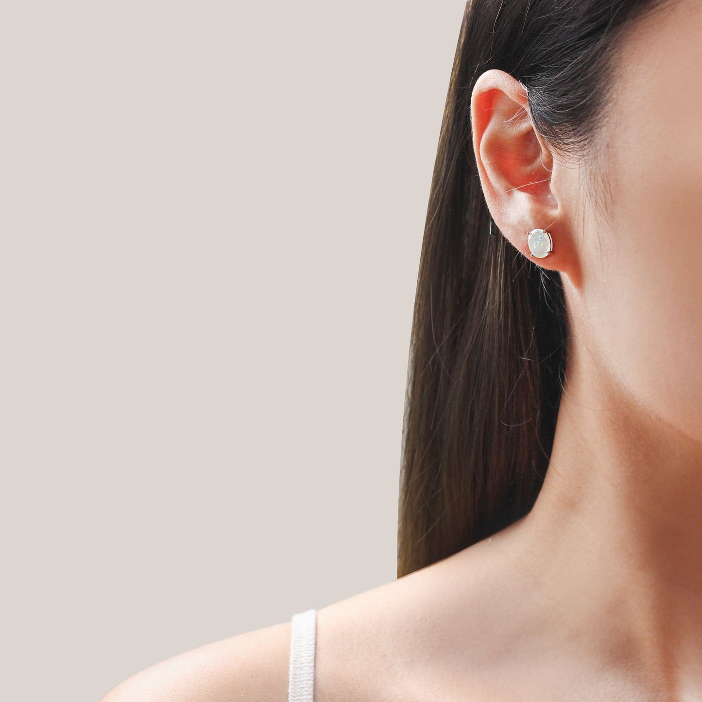 925 Sterling Silver Oval Opal Stud Earrings - Aaria Tees