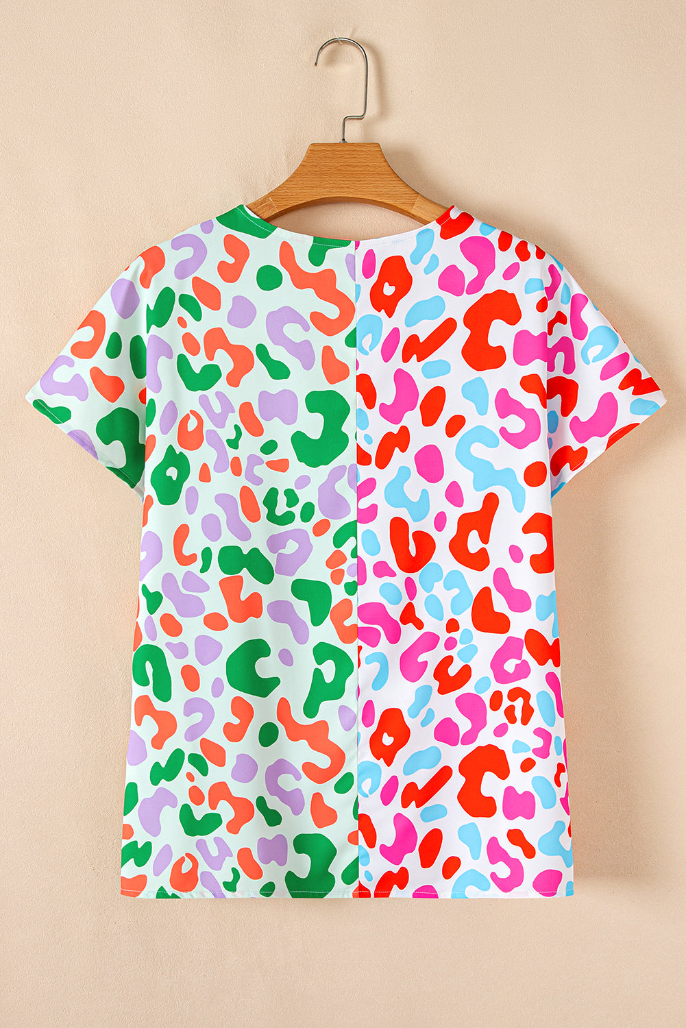 Artemis Leopard V Neck Short Sleeve Blouse