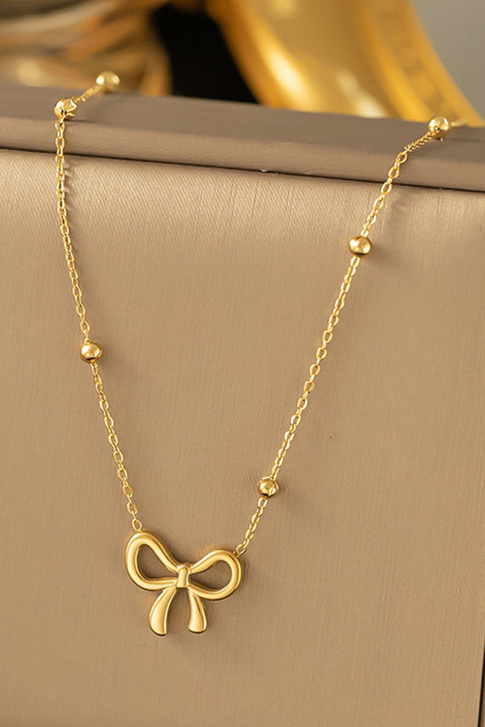 Gold Bowknot Pendant Plated Choker Necklace Aaria Tees