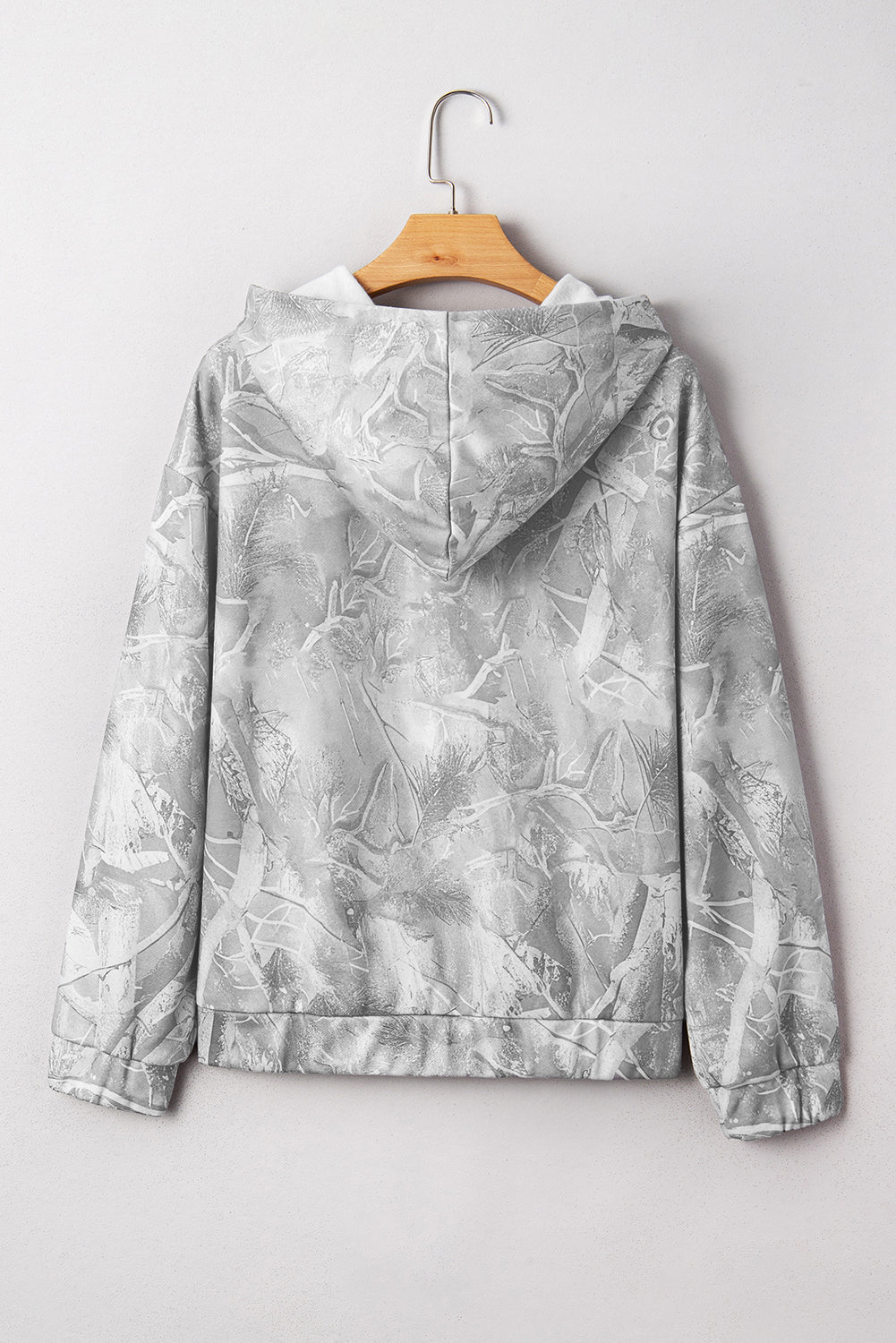 Gray Plus Size Camouflage Woodland Print Oversized Sporty Hoodie