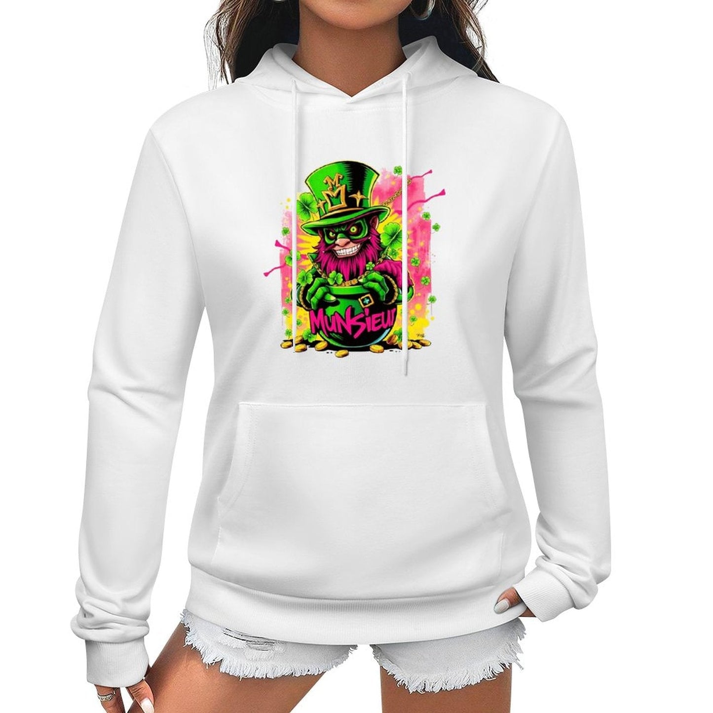 St. Patrick's Day Collection Cotton Munsieur Women's Irish Luck Sweater with Pocket