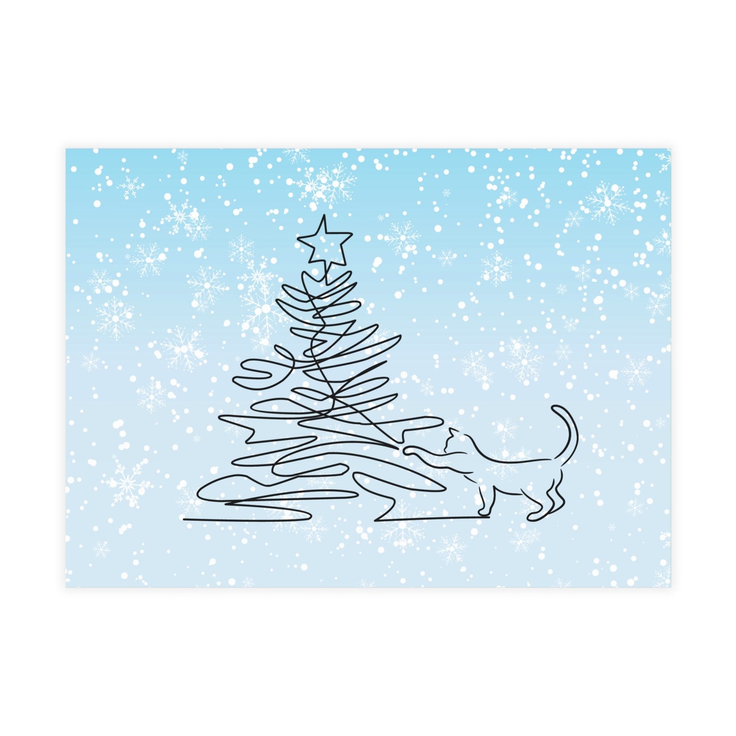 Kitty & Christmas Tree Postcard Bundles (envelopes included)