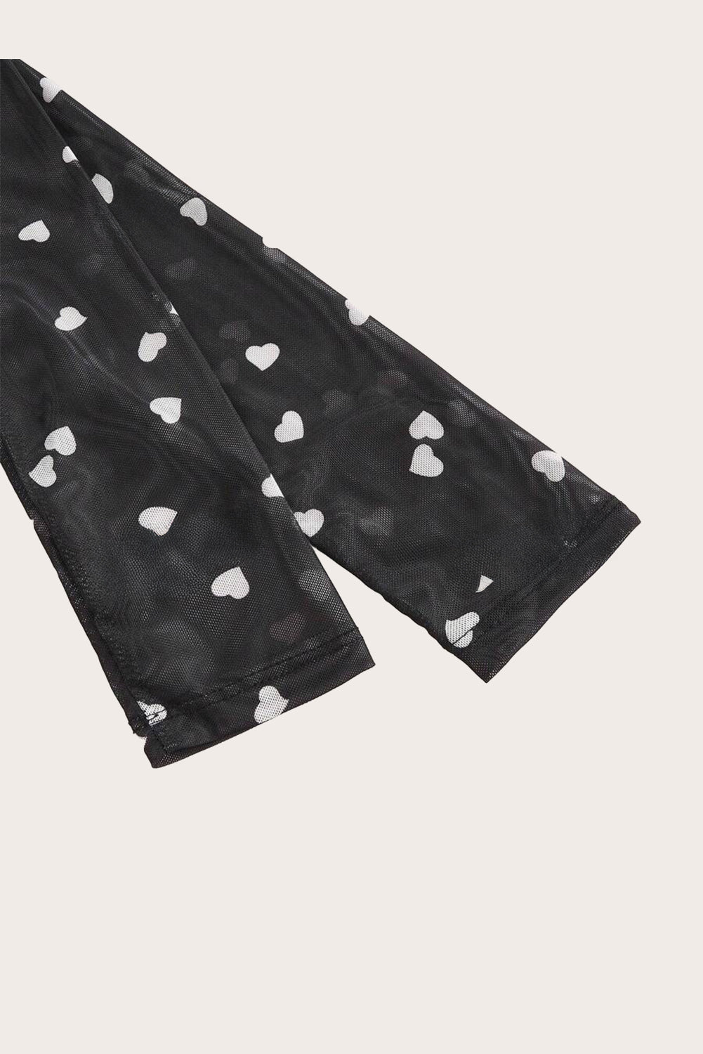 Black Heart Shape Mesh Patchwork Square Neck Bodysuit - Aaria Tees