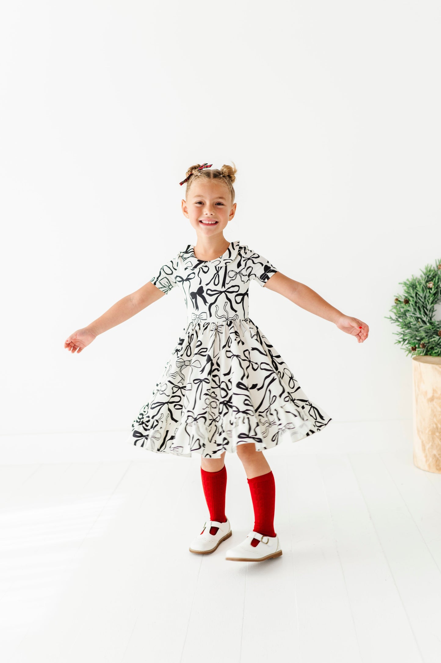 Cream Preppy Bow | Collard Twirl Dress