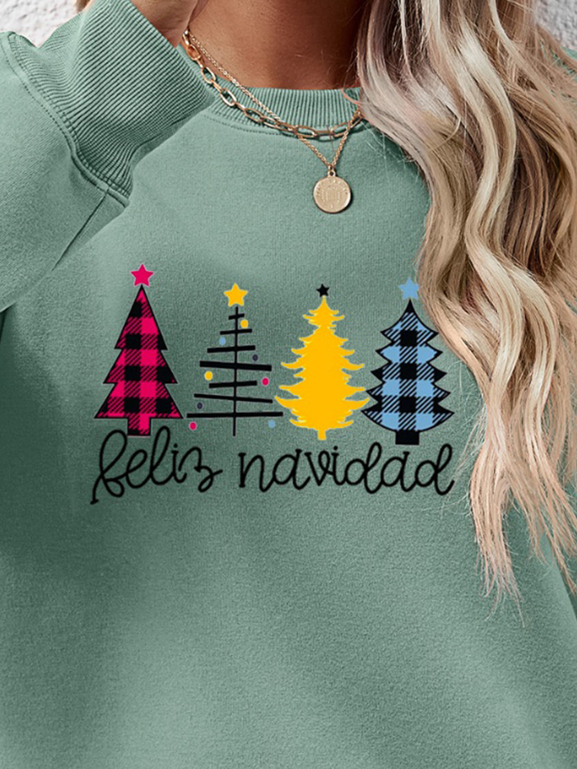 Round Neck Graphic Long Sleeve Sweatshirt - Aaria Tees Aaria Tees