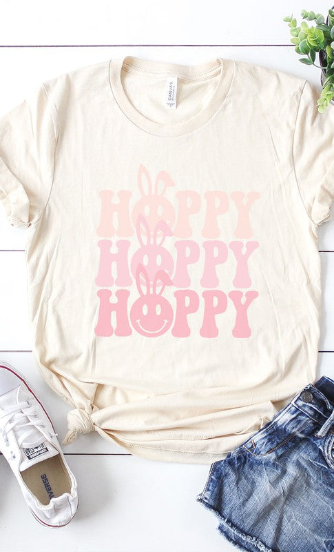 Happy Easter Smiley PLUS SIZE Graphic Tee - Aaria Tees