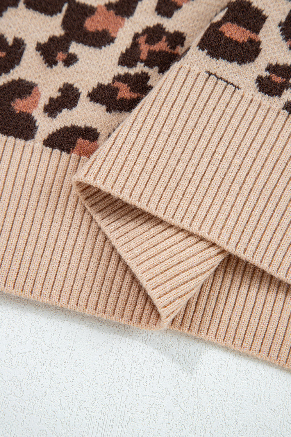 Leopard High Neck Long Sleeve Sweater Dress