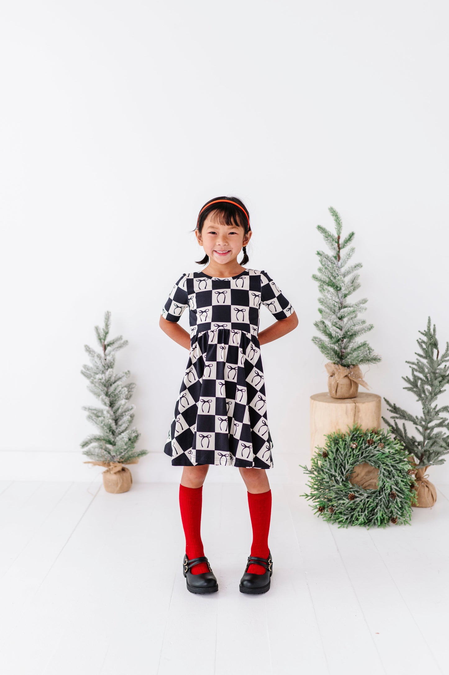 Checkered Bow | Scoop Back Dress