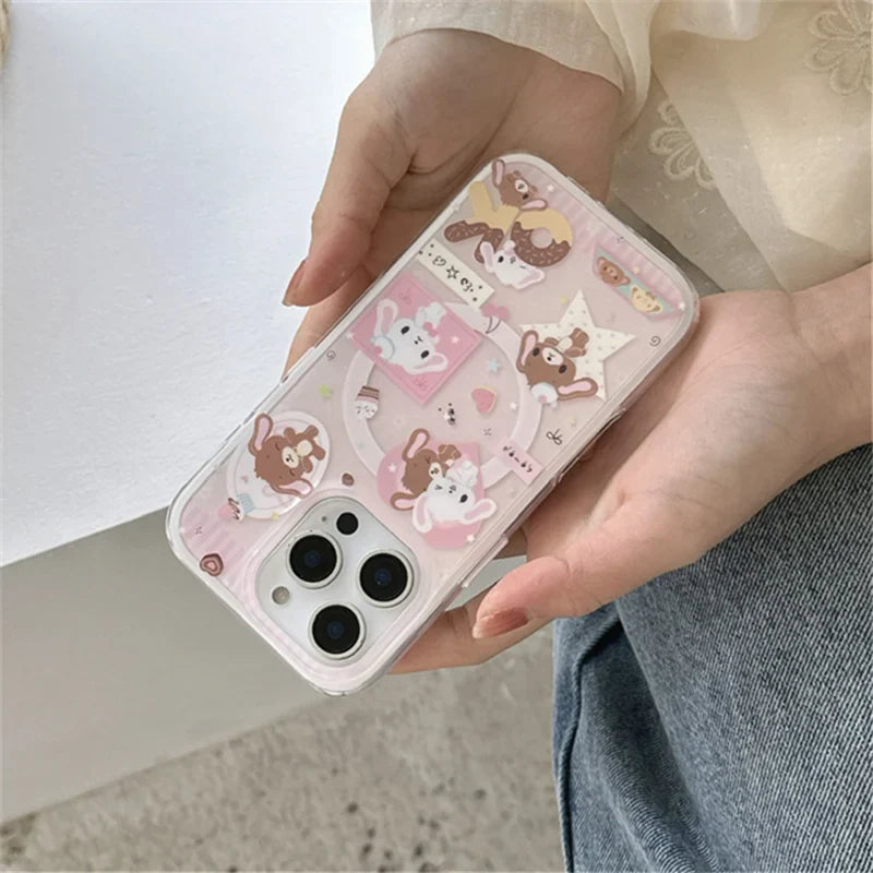 Cartoon Dessert Bunny Bear Magsafe Magnetic Stand Phone Case