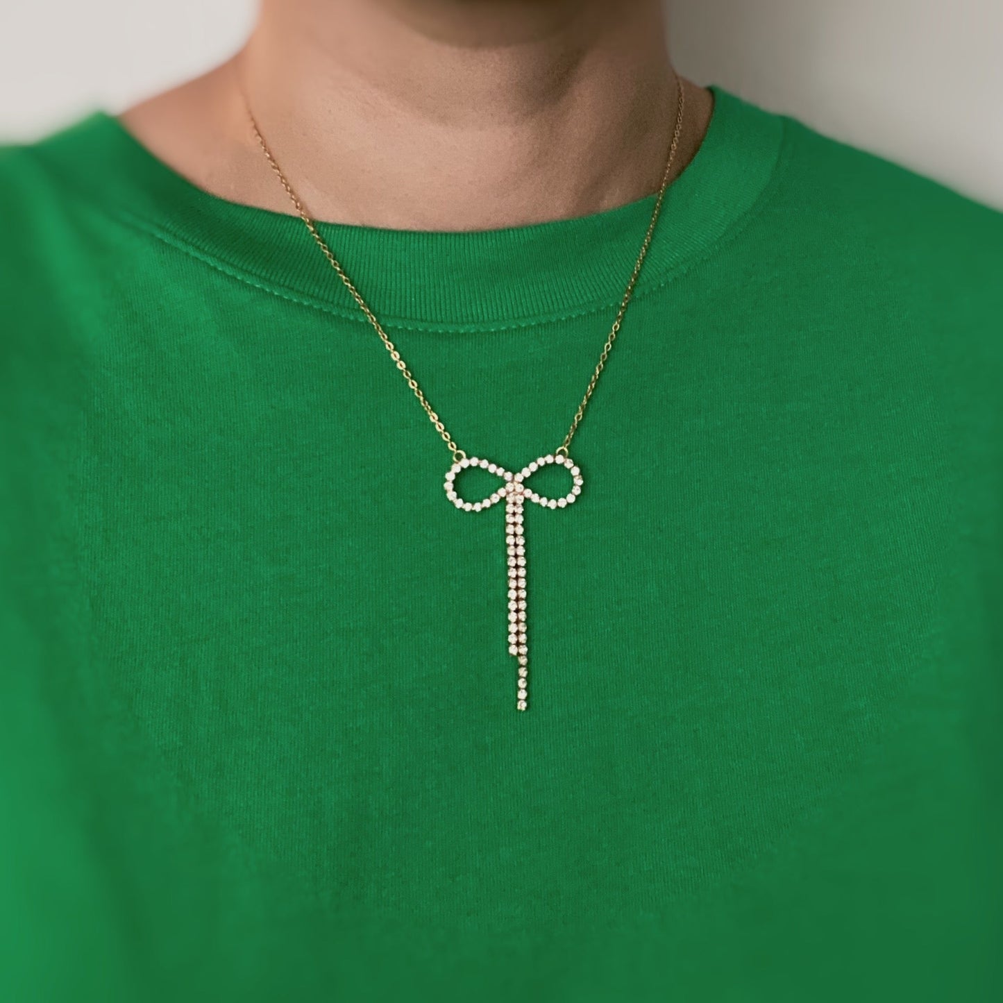 Adorable Shine Bow Necklace - Aaria Tees