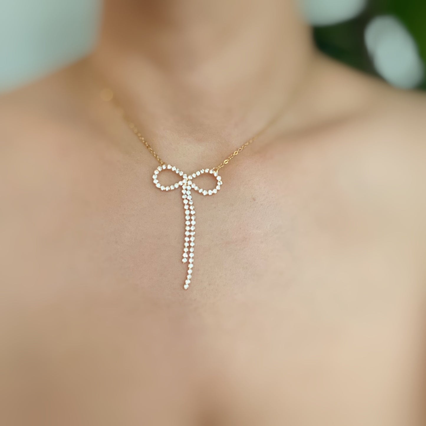 Adorable Shine Bow Necklace - Aaria Tees