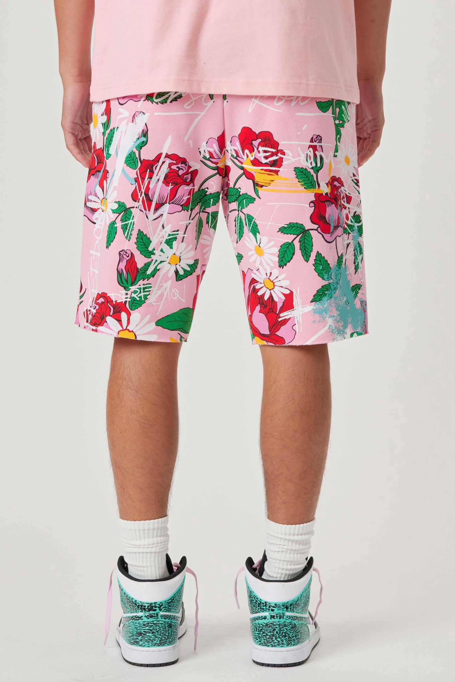 Allover rose bloom print shorts - Aaria Tees