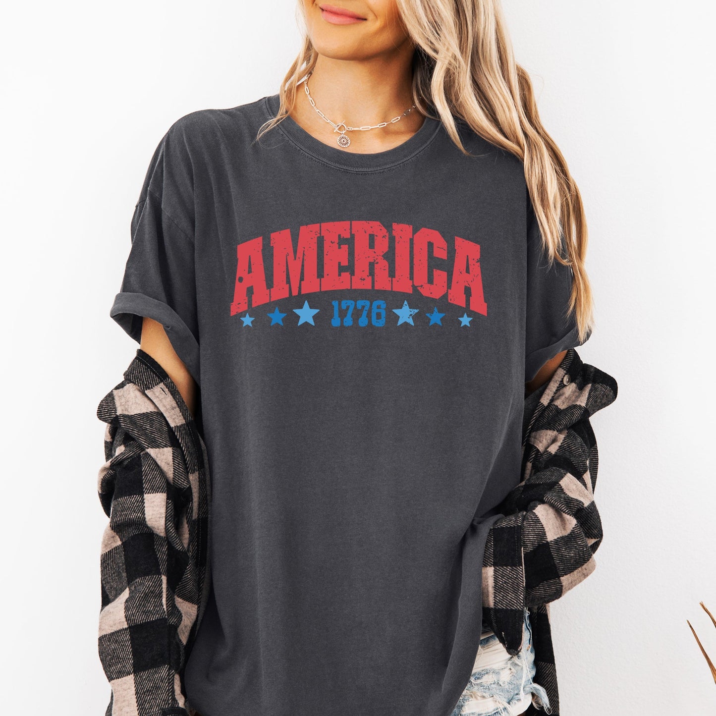 America, 1776, Varsity, Patriotic, USA, 4th of July Tshirt Comfort Colors T-Shirt