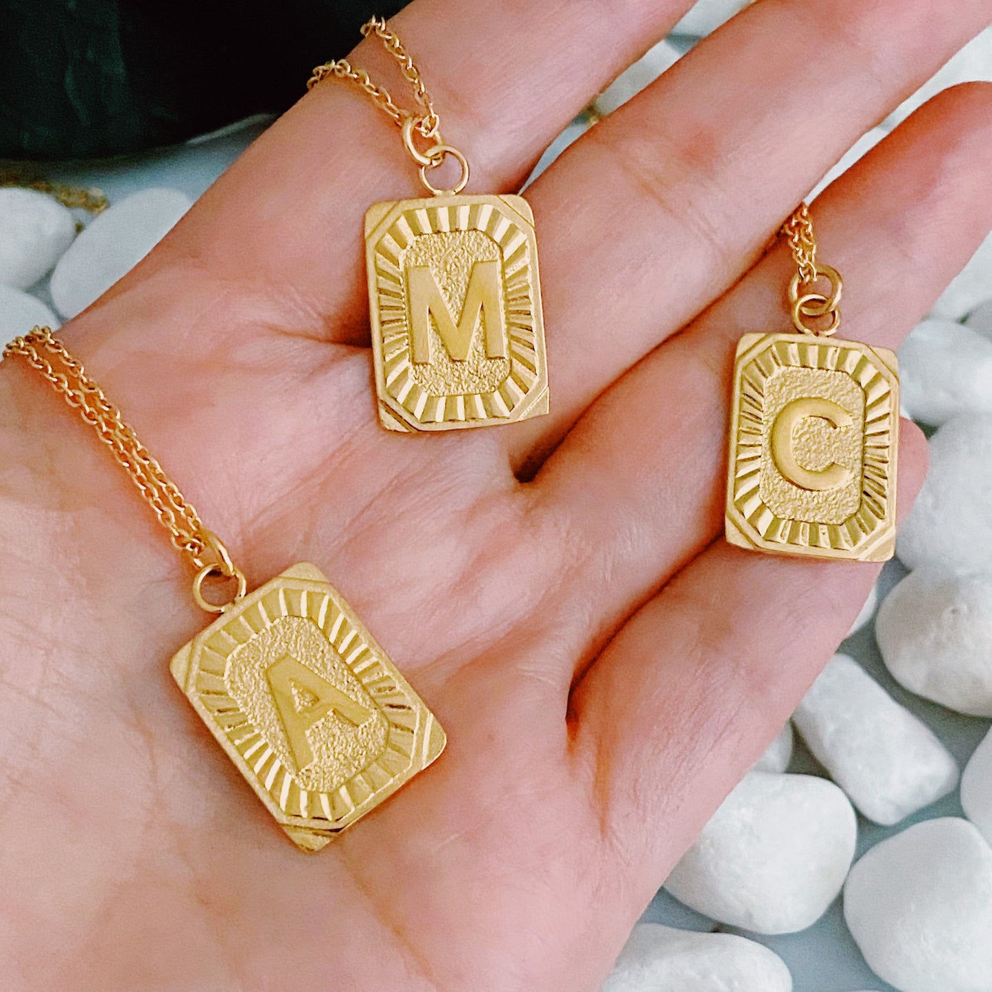 Art Deco Initial Necklace - Aaria Tees
