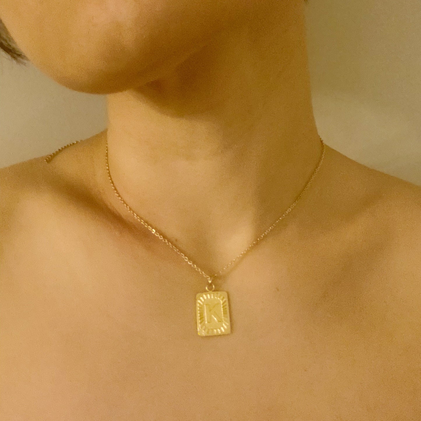 Art Deco Initial Necklace - Aaria Tees