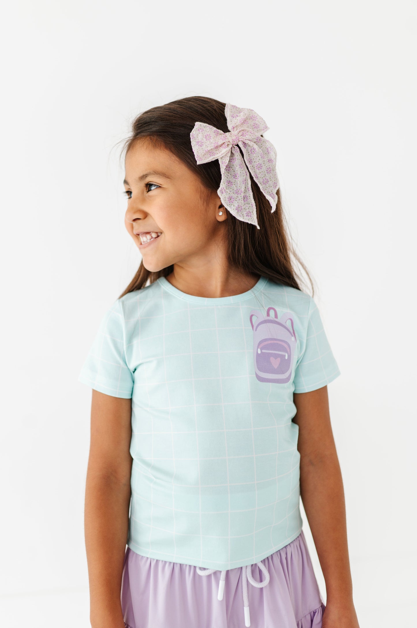 Purple Pocket Backpack Gridded Mint Teet