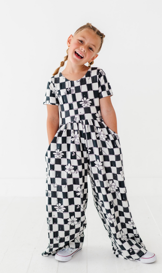 Floral Check Romper