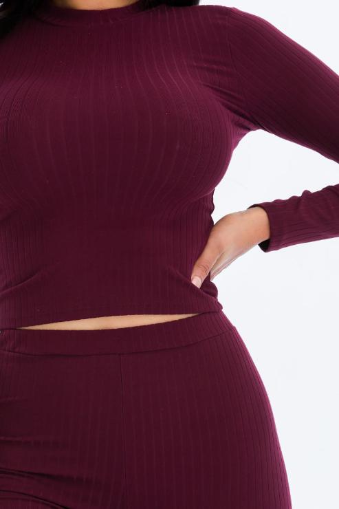 Ribbed Mock Neck Long Sleeve Top & Leggings Set (capella)