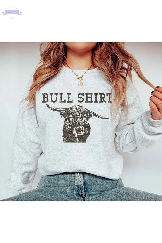 BULL SHIRT GRAPHIC SWEATSHIRT PLUS SIZE - Aaria Tees Aaria Tees