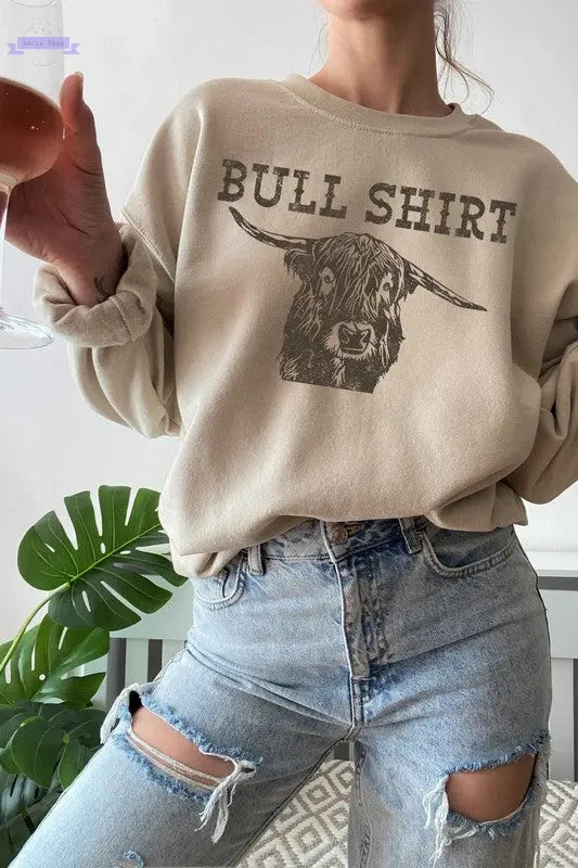 BULL SHIRT GRAPHIC SWEATSHIRT PLUS SIZE - Aaria Tees Aaria Tees