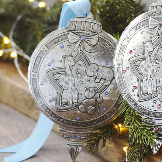 Baby Boy 1st Christmas Ornament with Crystals