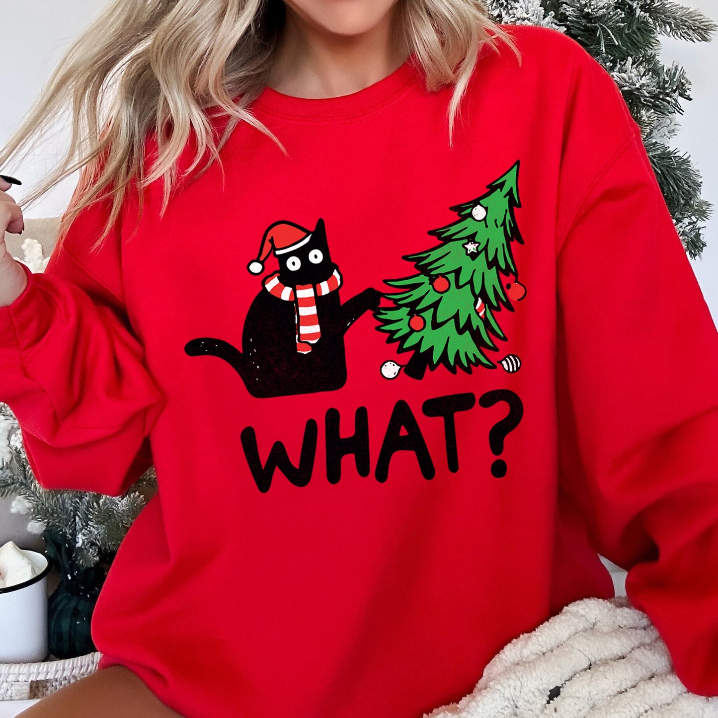 Bad Cat Christmas Tree, What, Sweatshirt