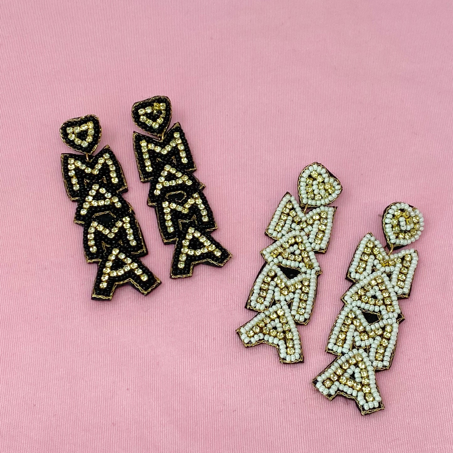 Beaded Mama Dangle Earrings - Aaria Tees