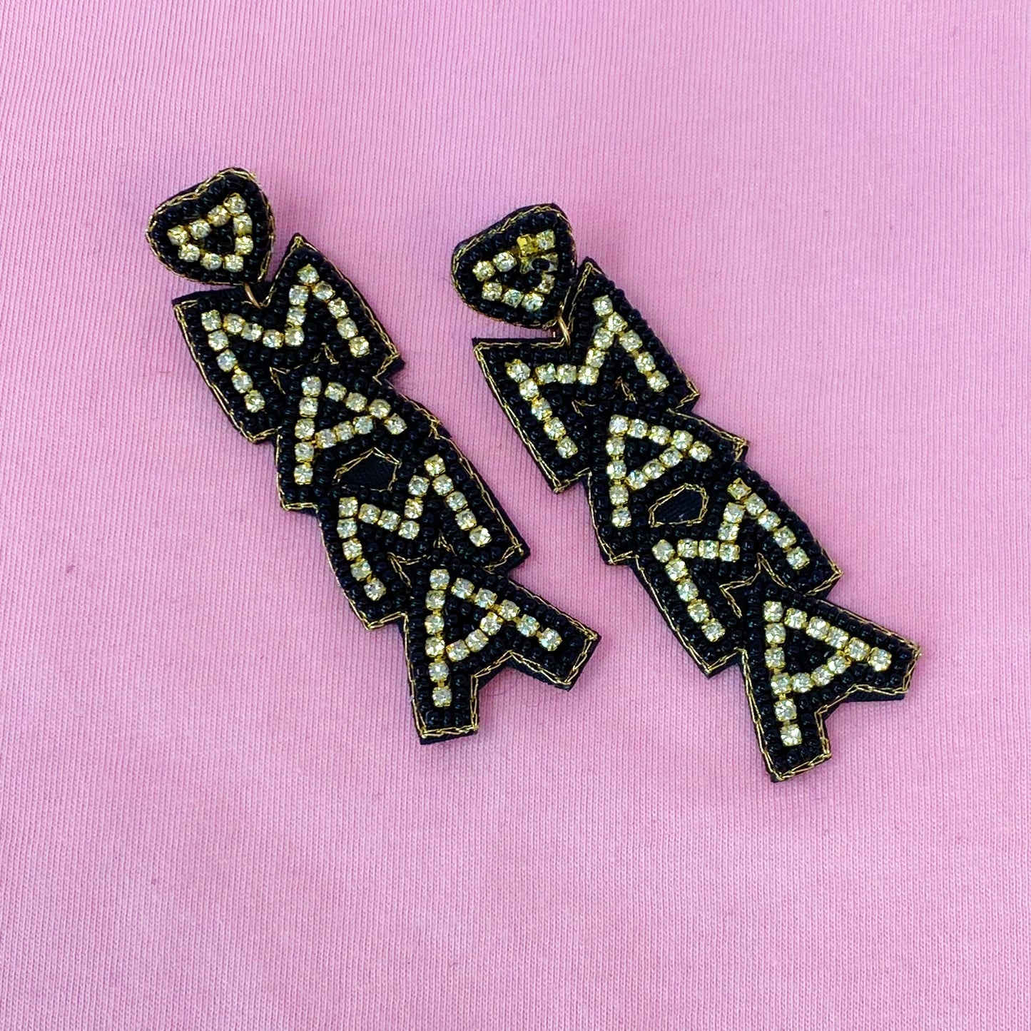 Beaded Mama Dangle Earrings - Aaria Tees