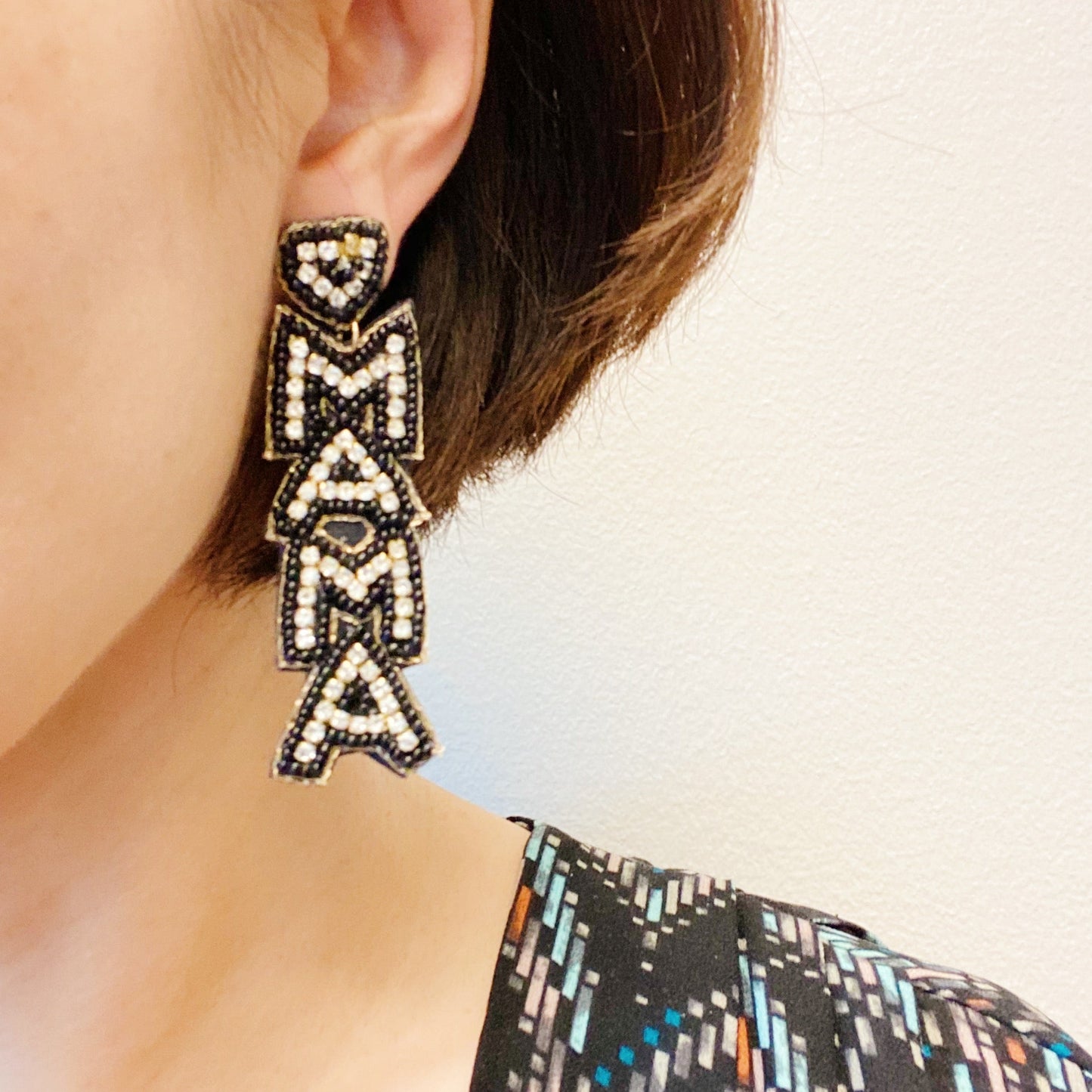 Beaded Mama Dangle Earrings - Aaria Tees