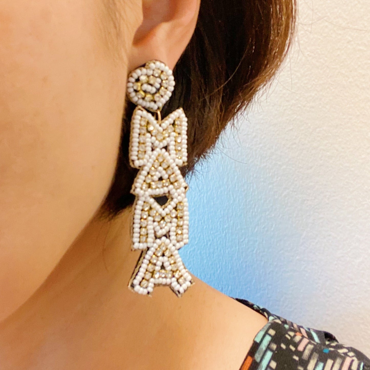 Beaded Mama Dangle Earrings - Aaria Tees