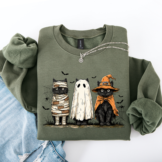 Black Cats, Boo, Ghost Cats, Retro Halloween, Gothic, Halloween Cat Mama Shirt, Autumn, Black Cat, Halloween Sweatshirt