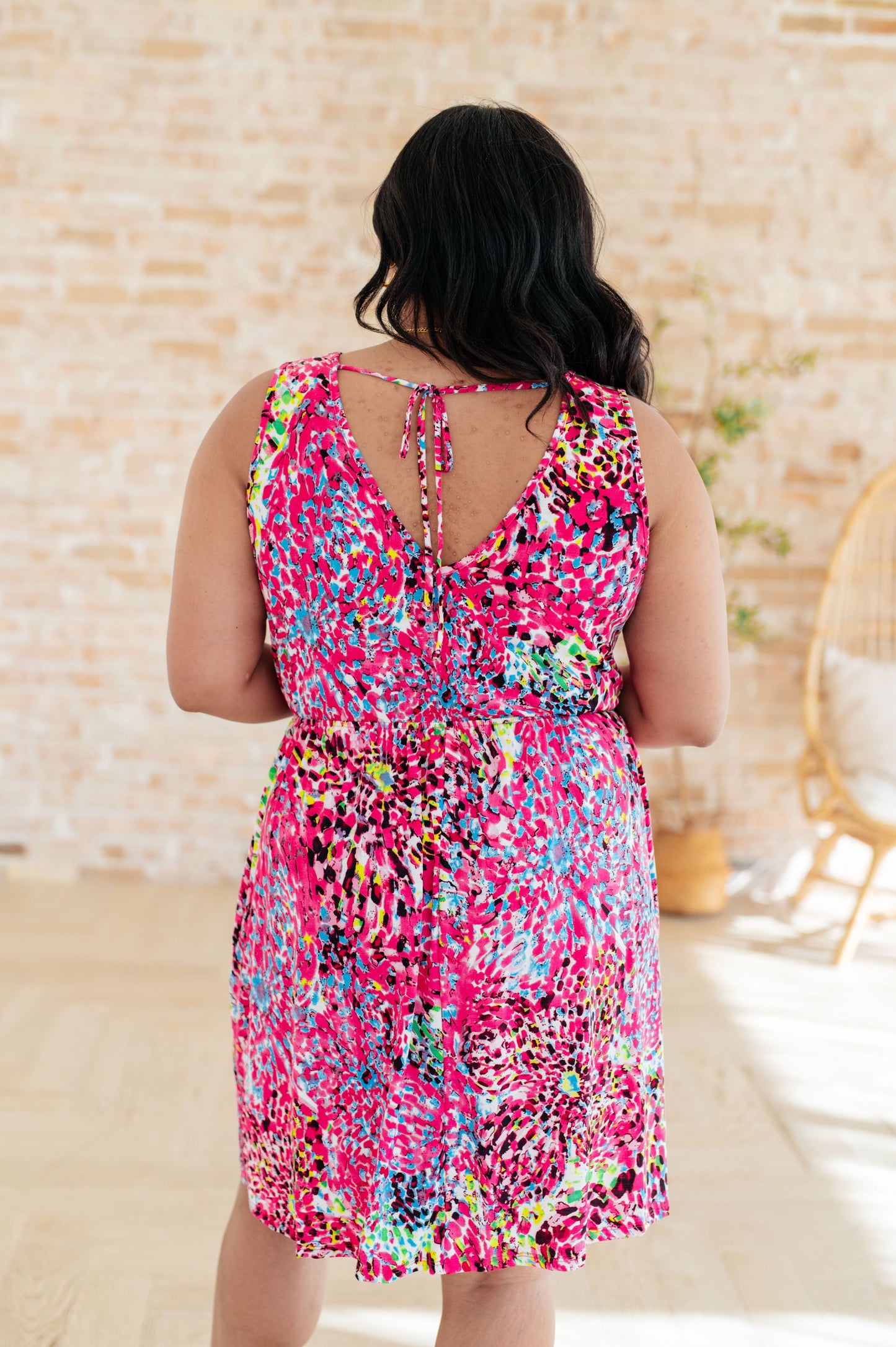 Bless Your Heart V-Neck Dress in Neon Fuchsia (Online Exclusive)