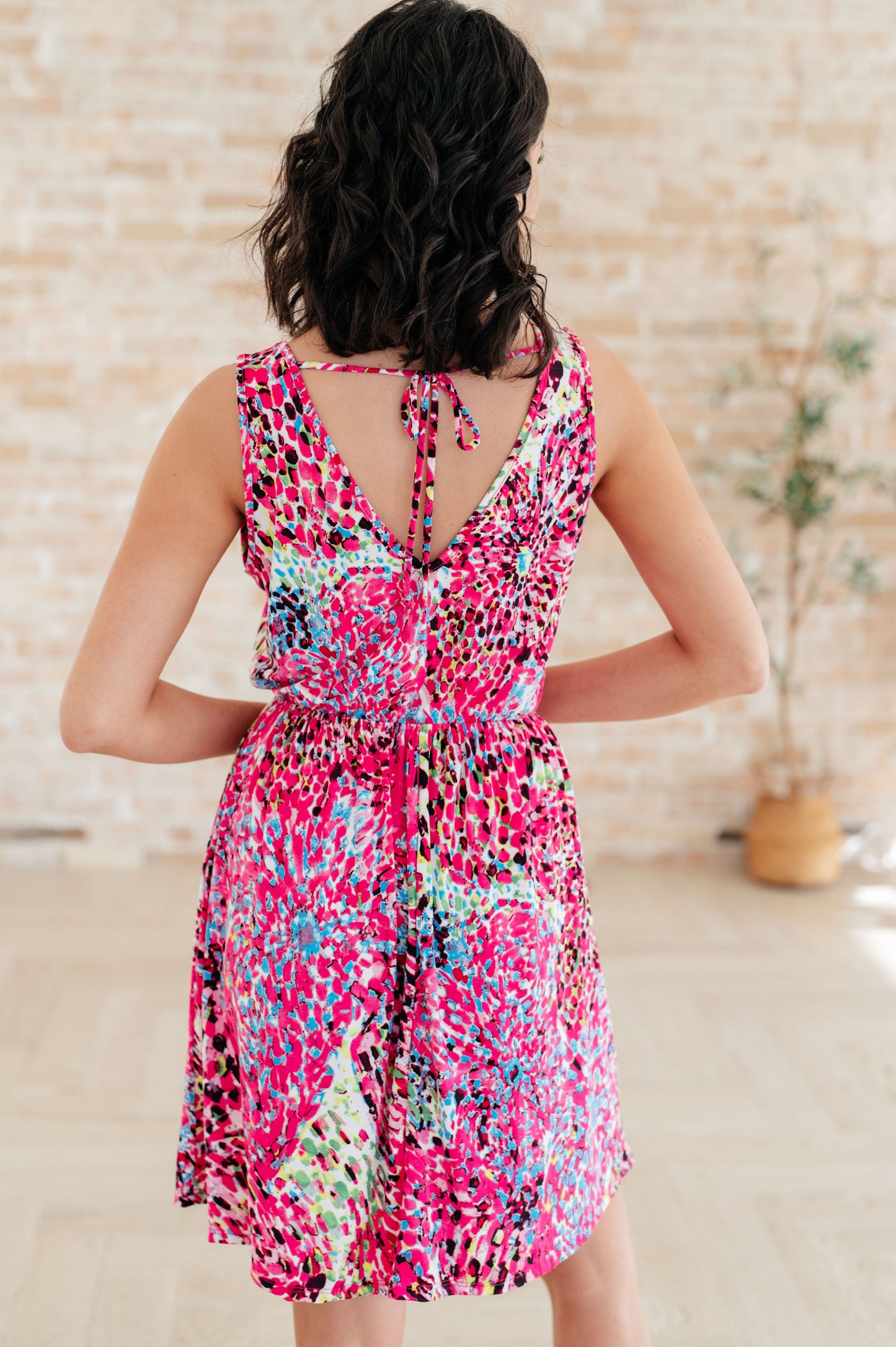 Bless Your Heart V-Neck Dress in Neon Fuchsia (Online Exclusive)