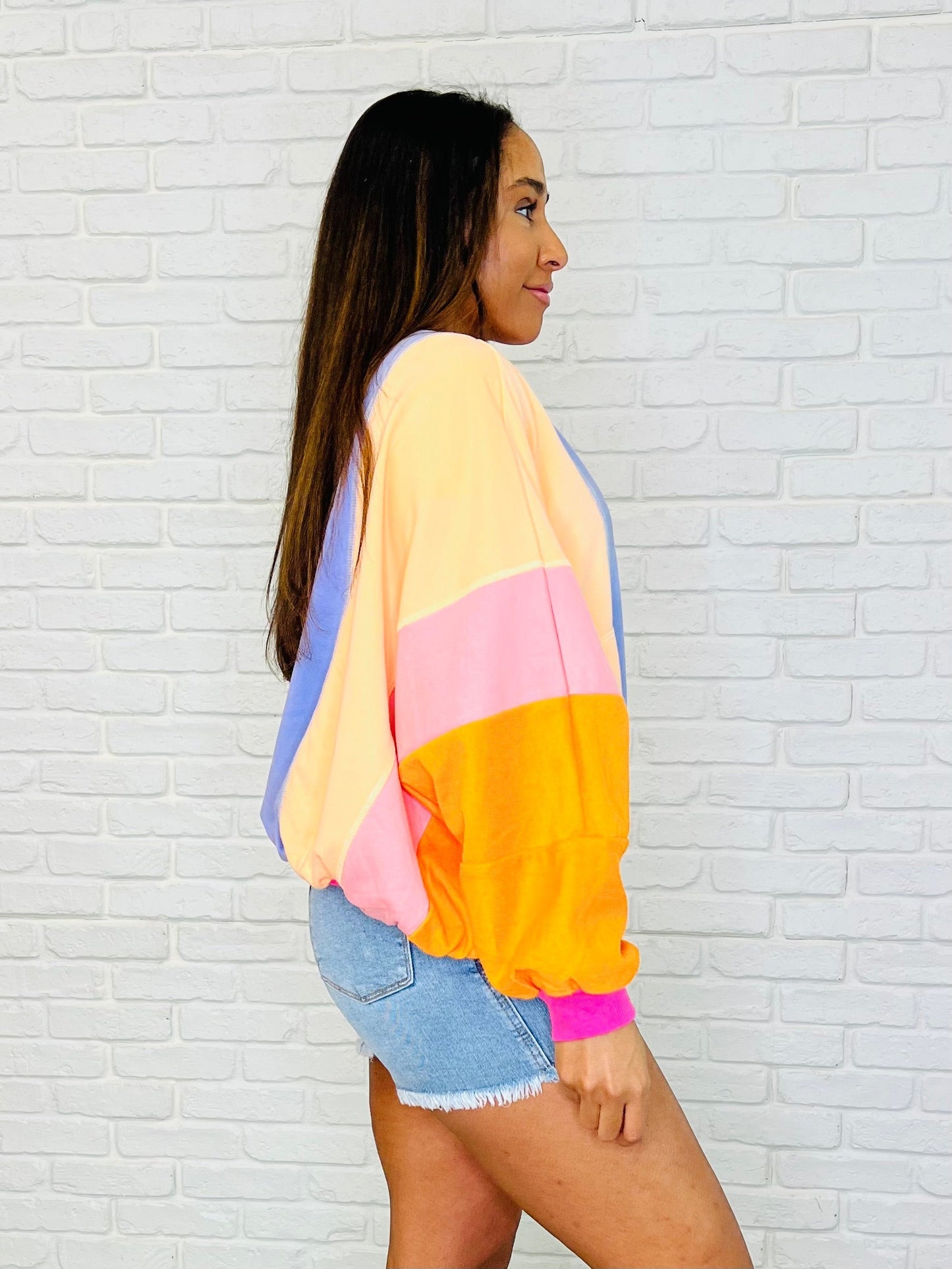 Blockbuster Color Block Pullover in Muted (Online Exclusive)