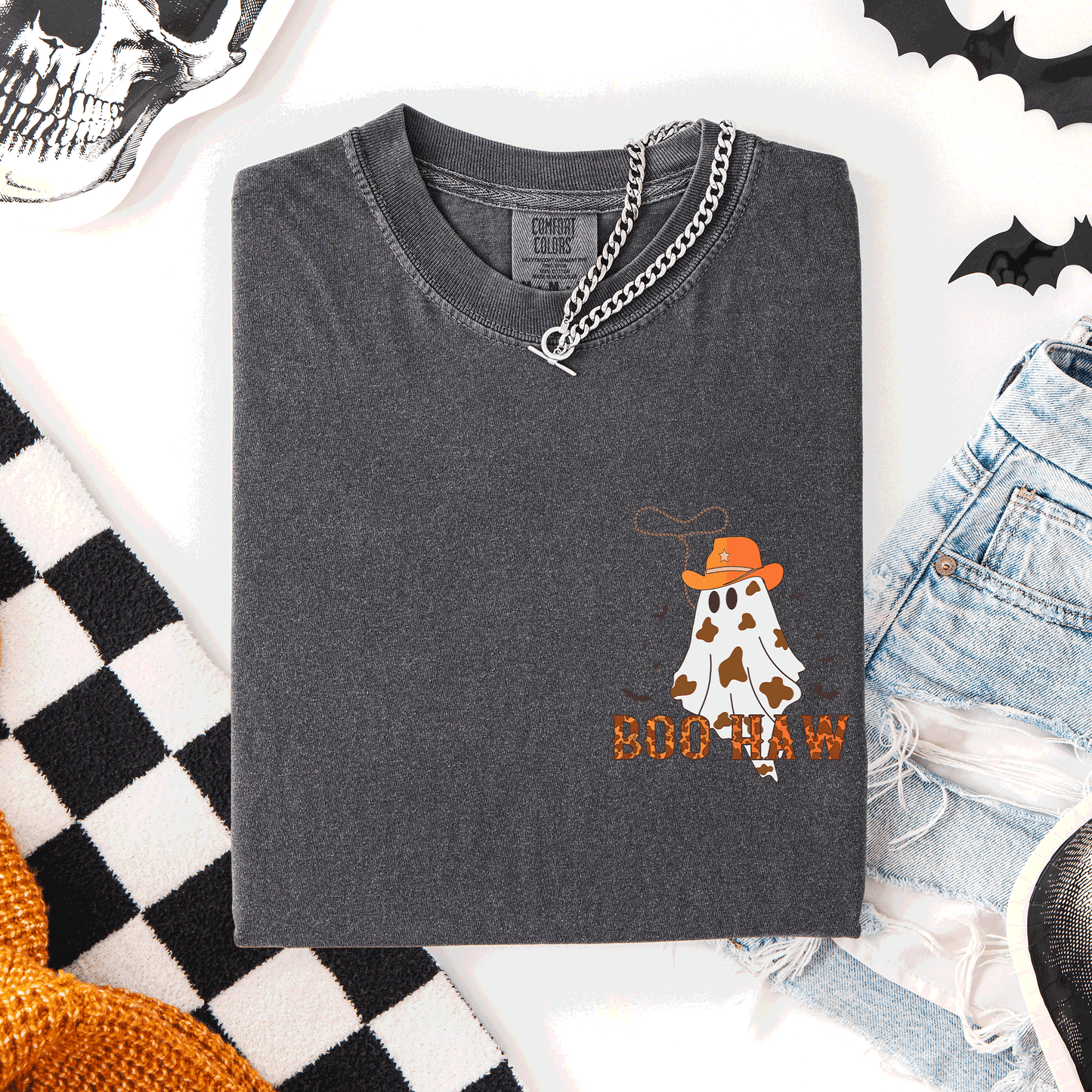 Boo Haw, Cowboy, Western, Country, Halloween, Pocket, Comfort Colors T-Shirt