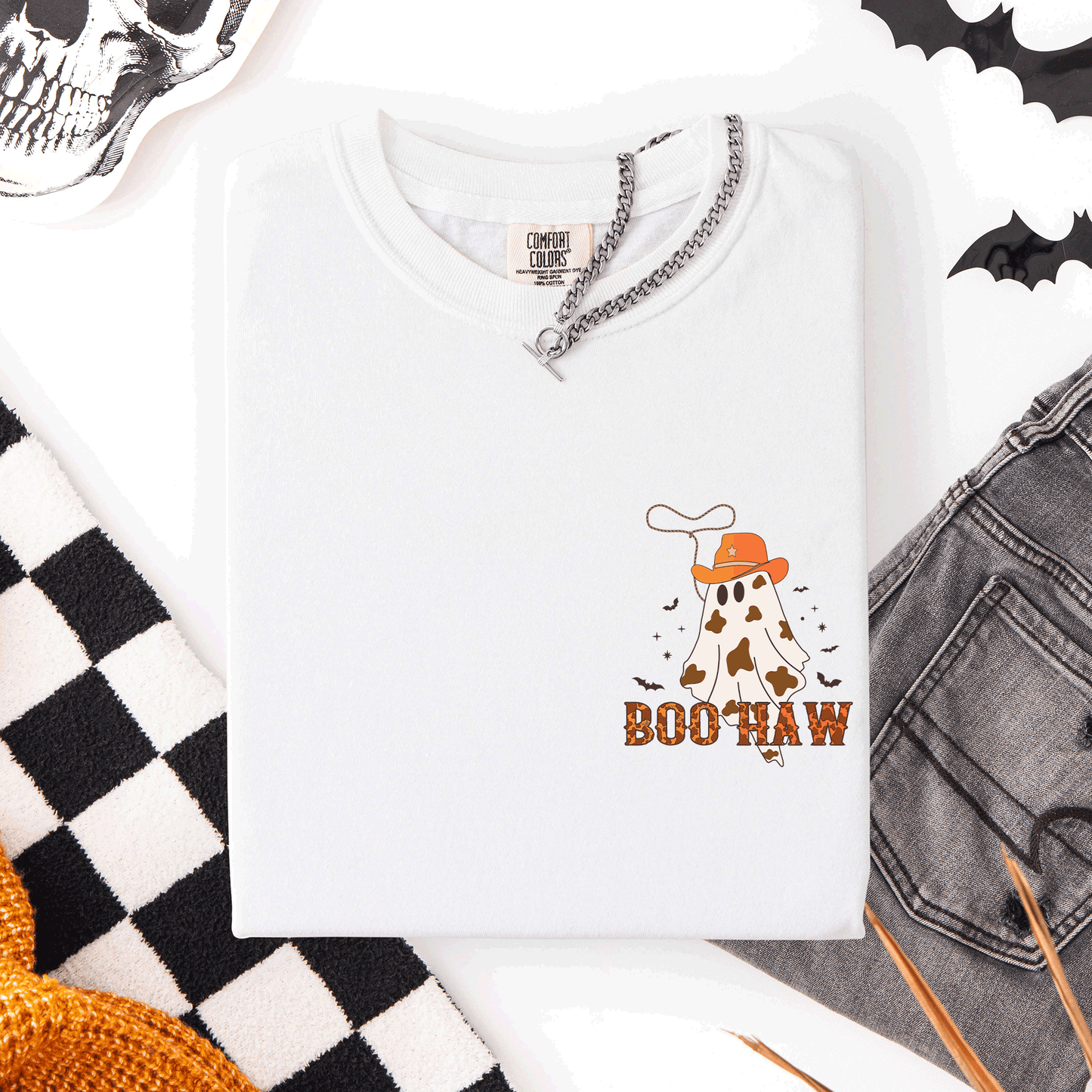 Boo Haw, Cowboy, Western, Country, Halloween, Pocket, Comfort Colors T-Shirt